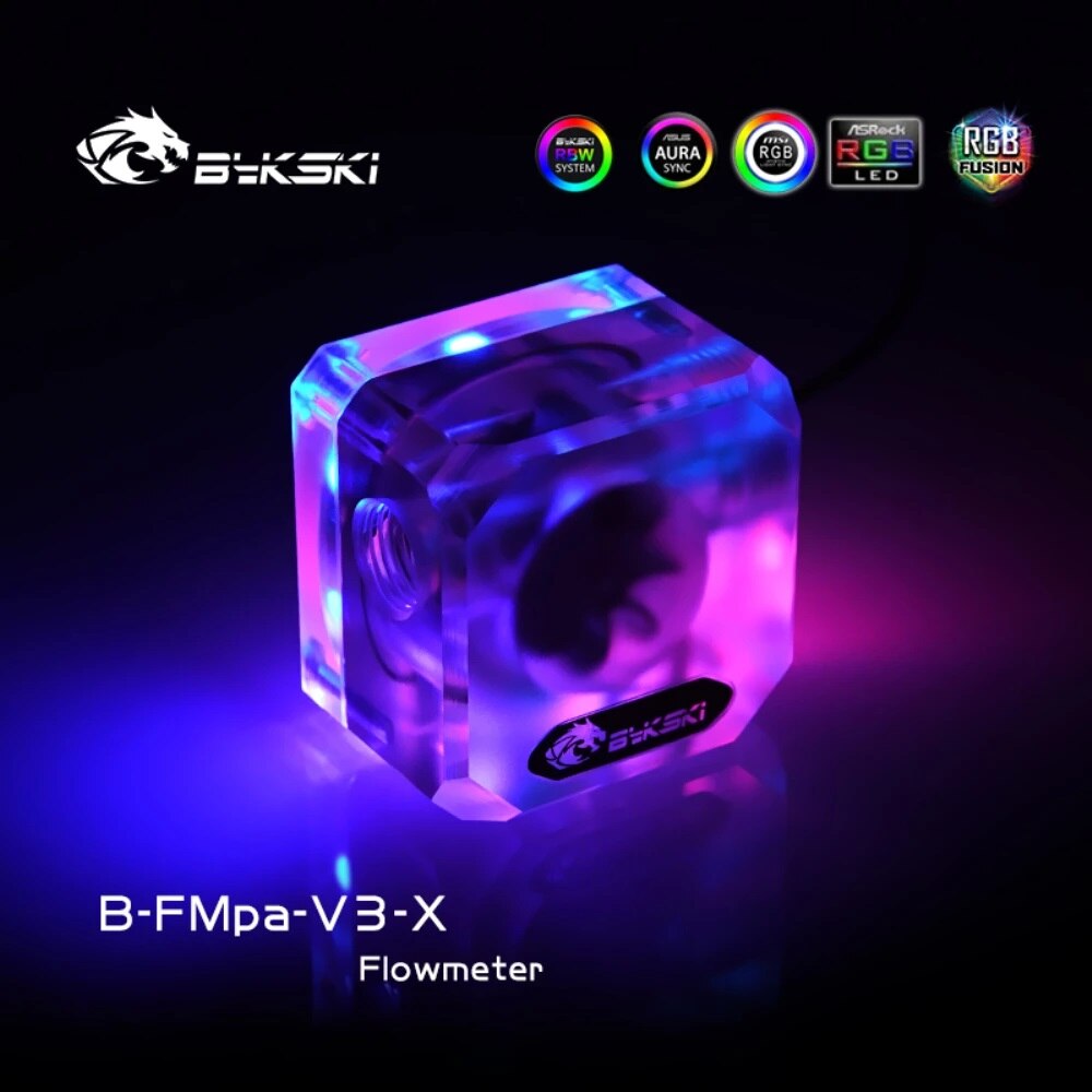Bykski Matte Acrylic Water Flows G1/4 RBW(5v) RGB(12v) Lighting System Water Cooling Flows, B-FMpa-V3-X