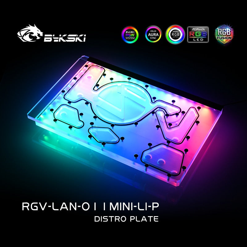 Plaque de distribution Bykski RGV-LAN-O11MINI-LI-P pour mini boîtier Lian Li PC-O11, carte de voie navigable pour refroidissement par eau de bâtiment GPU unique