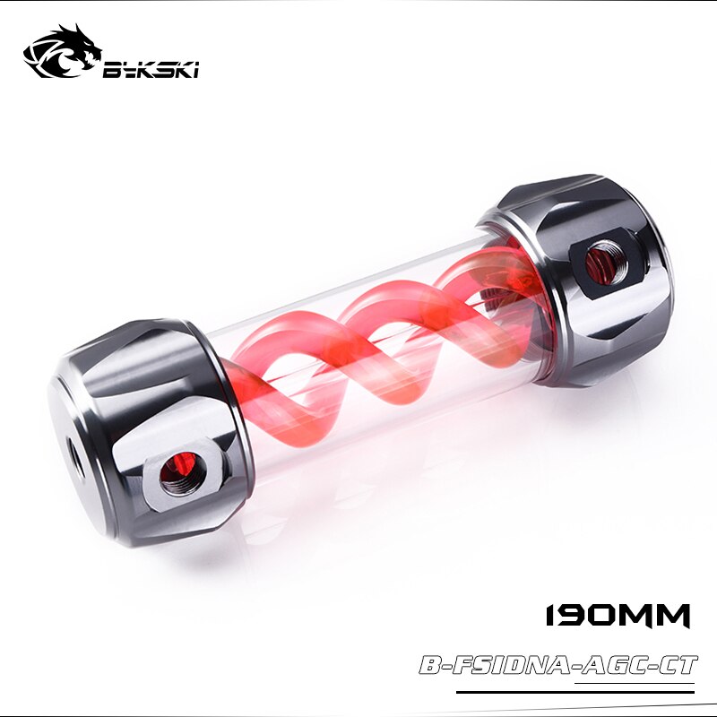 Réservoir Bykski 50 mm B-FSIDNA-AGC-CT Réservoirs cylindriques en spirale DNA T 190 mm Couvercle en alliage d'aluminium pour pistolet Réservoirs de refroidissement par eau