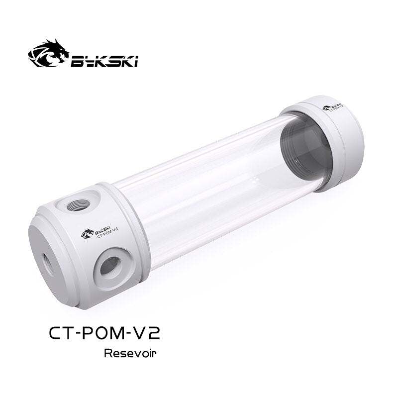 Bykski 50mm Cylinder Reservoirs, Black POM Cover Acrylic Body Water Tank, 50mm Diameter 150/200/260mm Length, CT-POM-V2