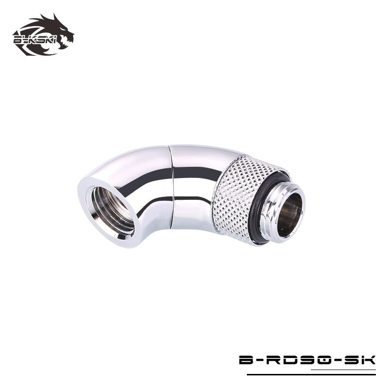 Bykski 90 Degree Fittings, Boutique Diamond Pattern, Zigzag Rotatable Fittings, B-RD90-SK | Water Cooling Fitting