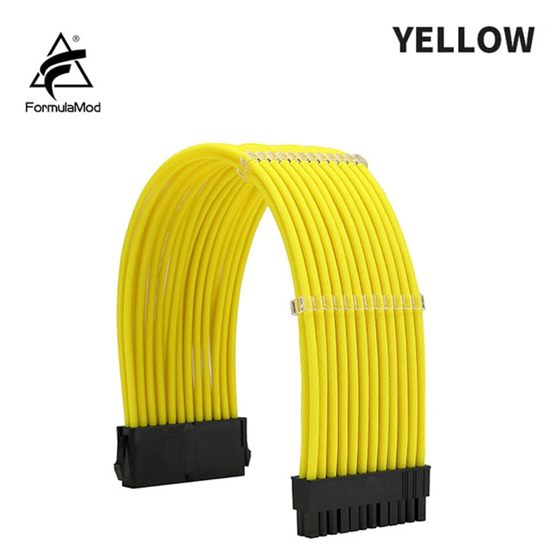 FormulaMod Fm-N24P ATX 24Pin(20+4) Power Extension Cable For Motherboard 24 Pin 18AWG Solid Color Cables With Cable Comb