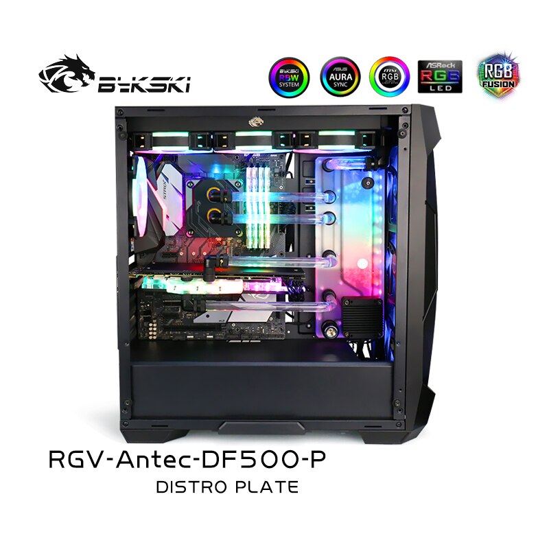 Kit de refroidissement Bykski Waterway pour boîtier Antec DF500 RGB, 5V ARGB, pour la construction d'un seul GPU, RGV-Antec-DF500-P