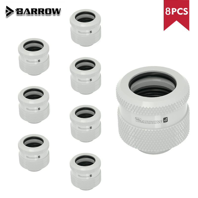 Hard Tube Fitting Barrow G1/4" Water Cooling Adapter Suitable For OD12mm / OD14mm / OD16mm Rigid Pipe, 8pcs, TYKN