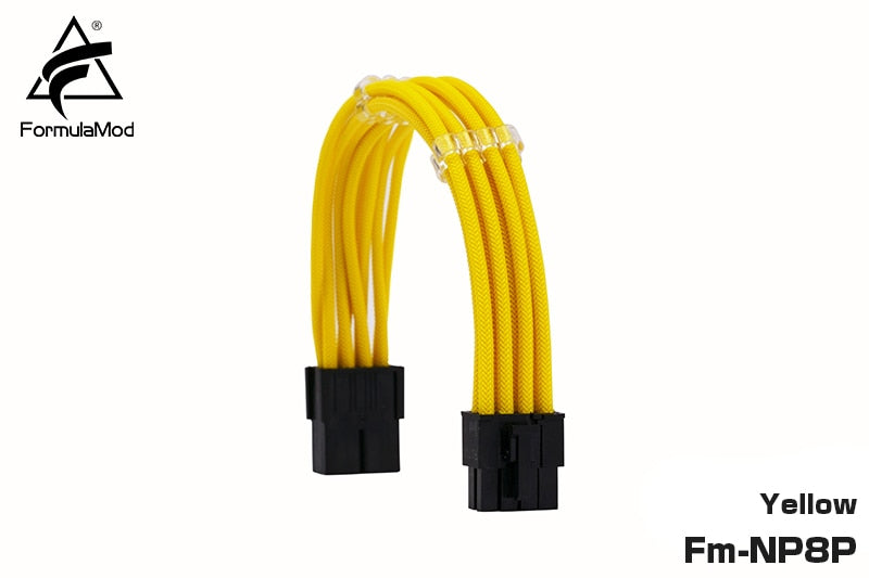 FormulaMod Fm-NP8P PCI-E 8Pin(6+2) Power Extension Cable For Motherboard/GPU 8 Pin 18AWG Solid Color Cables With Cable Comb