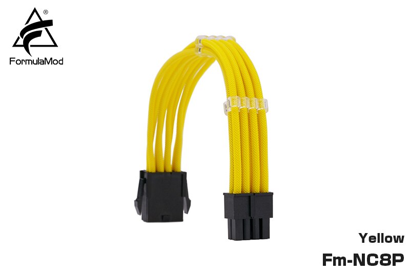 FormulaMod Fm-NC8P CPU 8Pin(4+4) Power Extension Cable For Motherboard 8 Pin 18AWG Solid Color Cables With Cable Comb