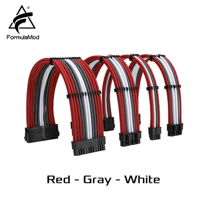FormulaMod NCK4 Series PSU Extension Cable Kit , Solid/Mix Color Cable Mix Combo 300mm ATX24Pin PCI-E8Pin CPU8Pin With Combs