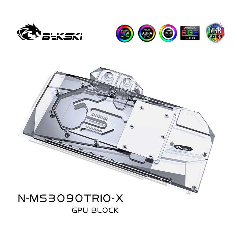 Bloc de refroidissement par eau Bykski GPU pour MSI RTX 3090 3080Ti 3080 GAMING X TRIO, système de refroidissement liquide de carte graphique, N-MS3090TRIO-X