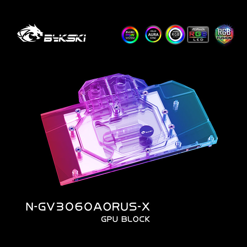 Bloc GPU Bykski pour Gigabyte Aorus RTX 3060 Elite 12G/3060 Ti Vision OC couverture complète refroidisseur de refroidissement par eau GPU N-GV3060AORUS-X