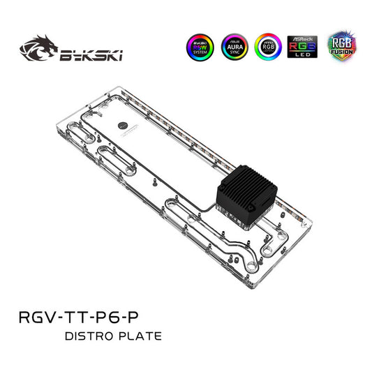 Bykski Distro Plate For Thermaltake Core P6 TG Case, Acrylic Waterway Board Combo DDC Pump, 5V A-RGB , | Distro Plate