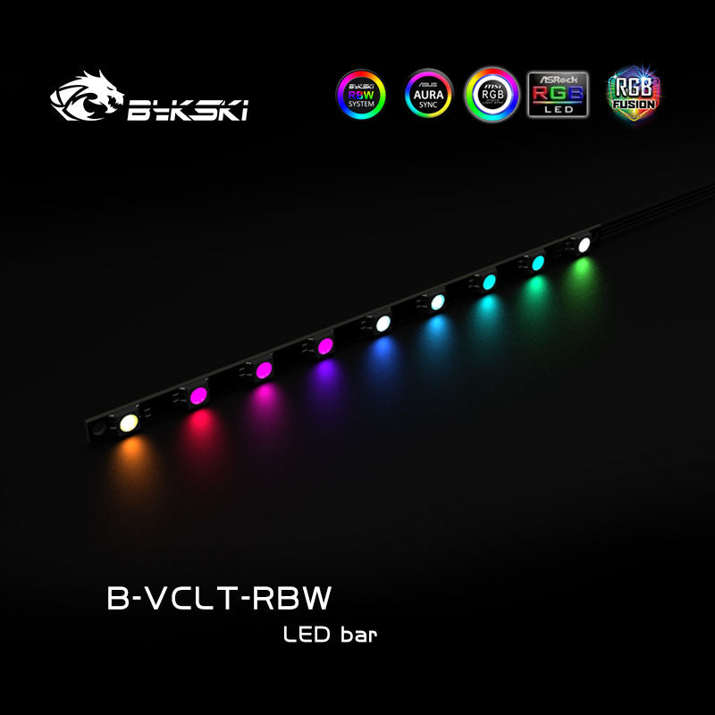 Bykski 5V A-RGB / 12V RGB Light Strip, Barre de LED pour le bloc de refroidissement par eau CPU/GPU de Bykski, 70/100/150/200mm, Prise en charge de la carte mère de synchronisation B-VCLT-RBW-V2 B-VCLT-RGB-V2