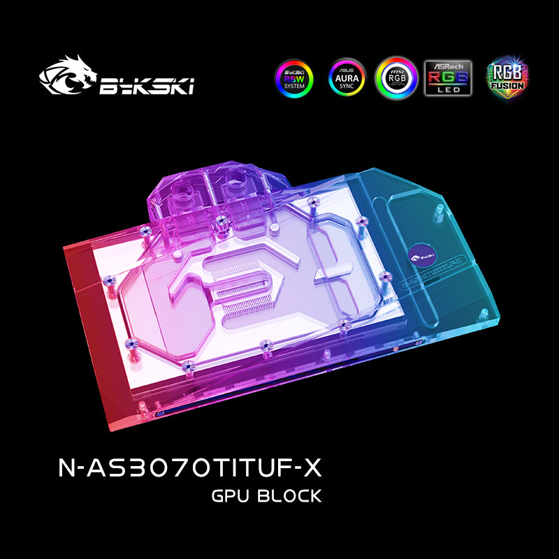 Bykski GPU Block For Asus TUF RTX 3070Ti/3060Ti Gaming, Full Cover GPU Water Cooling Cooler N-AS3070TITUF-X