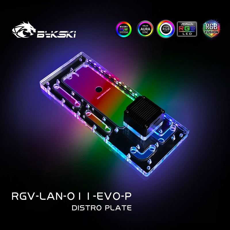 Bykski Kit de plaque de distribution pour boîtier Lian Li O11 EVO, boucle complète A-RGB 5 V pour la construction d'un seul GPU PC, carte de voie navigable de refroidissement par eau, RGV-LAN-O11-EVO-P