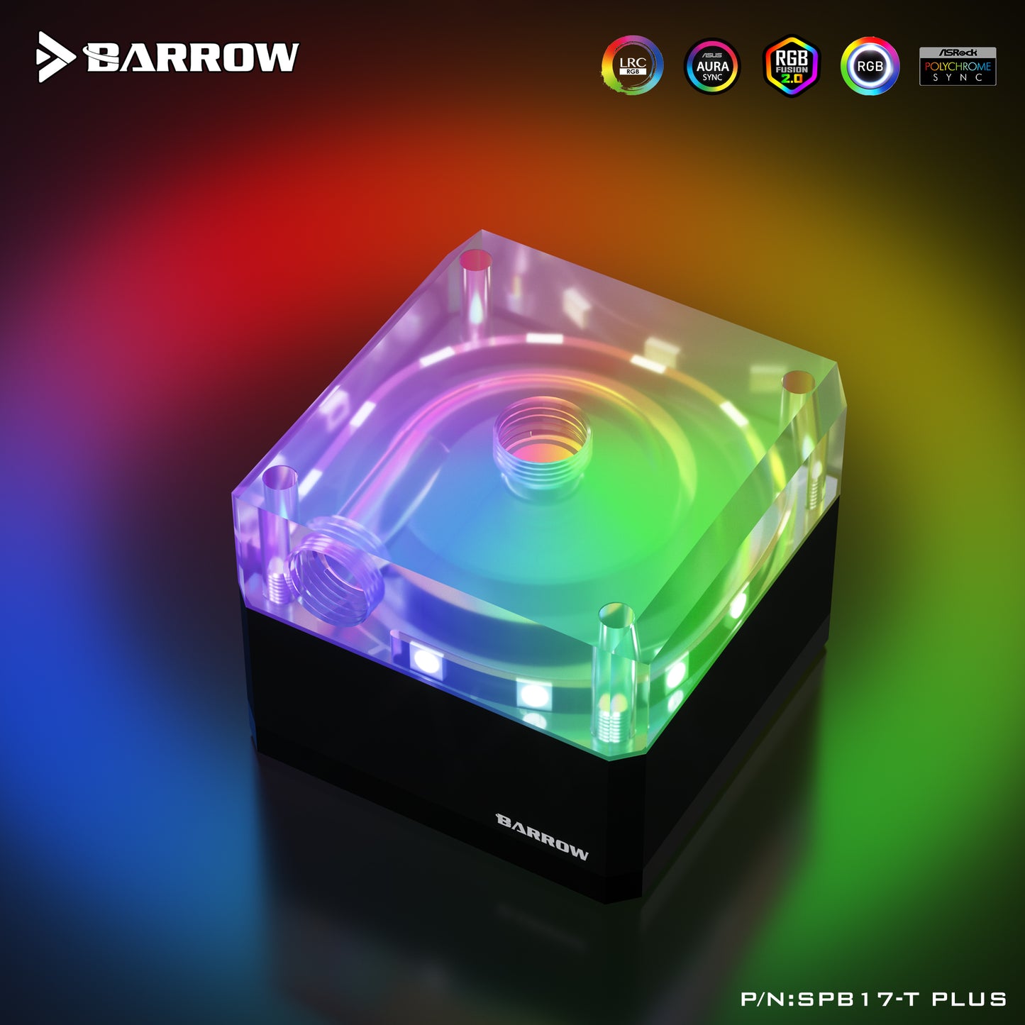 Pompe Barrow PLUS Version 17W PWM, avec couvercle de radiateur en aluminium, spécial pour plaque de distribution Barrow SPB17-T PLUS