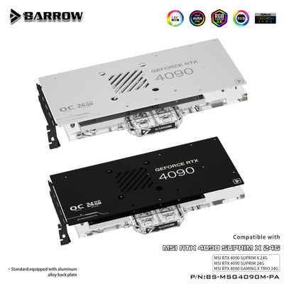 Barrow GPU Water Block For MSI RTX 4090 Suprim X 24G/Suprim 24G/Gaming X Trio 24G, Full Cover With | Water Cooling Block