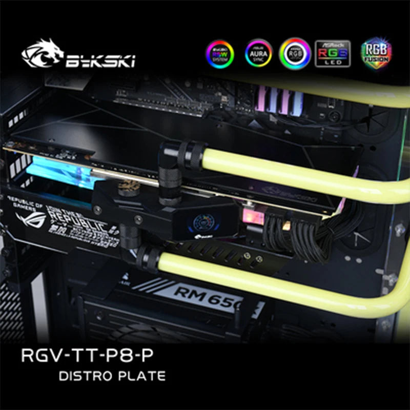 Bykski Distro Plate Kit For Thermaltake Core P8 Case, 5V A-RGB Complete Loop For Single GPU PC Building, Water Cooling Waterway Board, RGV-TT-P8-P