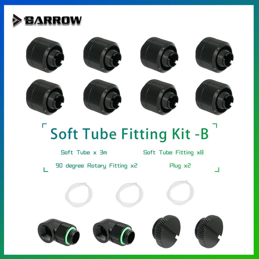 Barrow Soft Tube Fittings Kit Set,90 Degree, Plug ,Compress fitting ,10X13MM,10X16MM Pipe For | Water Cooling Fitting