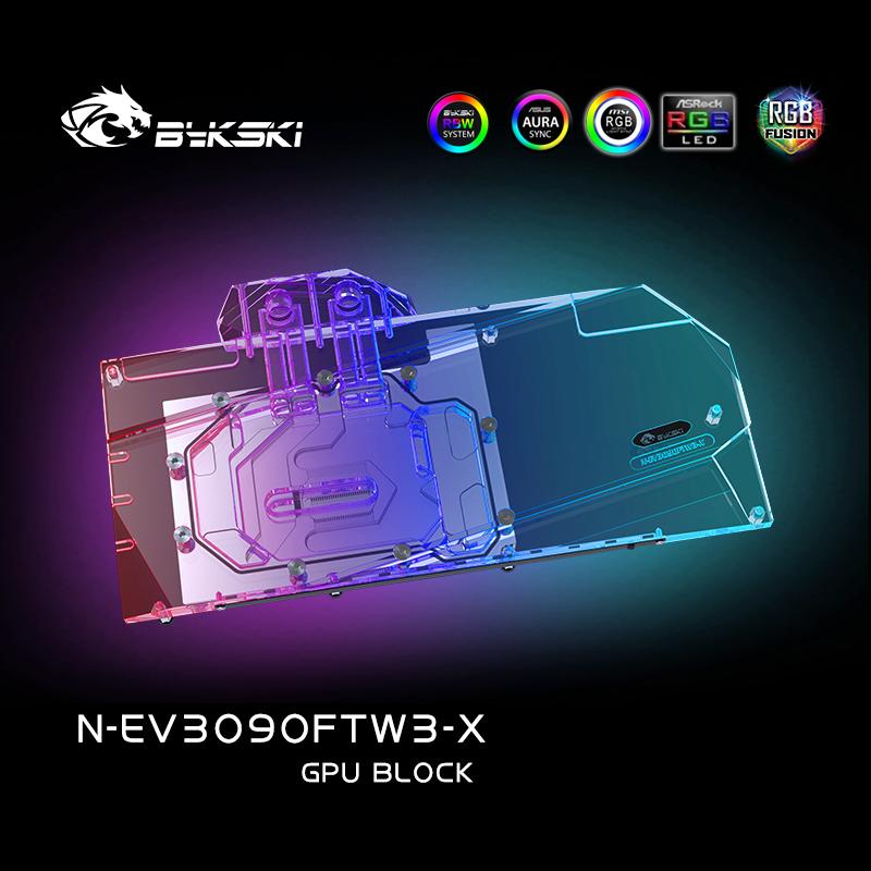 Bykski 3090 3080 GPU Water Cooling Block, For EVGA RTX3090 3080Ti 3080 FTW3 ULTRA GAMING, Full Cover Cooler GPU, N-EV3090FTW3-X