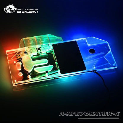 Bykski Full Cover Graphics Card Water Cooling Block RGB/RBW for XFX RX 5700 XT Black Wolf/THICC III ULTRA BOOST, A-XF5700XTBW-X