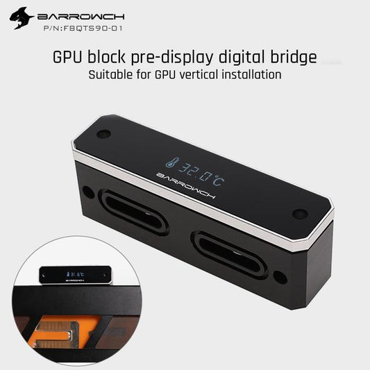 Barrow ch FBQTS90-01, Digital Display Bridge For Barrow GPU Block, Vertical Dedicated 90 Degree Bridge | Water Cooling Block
