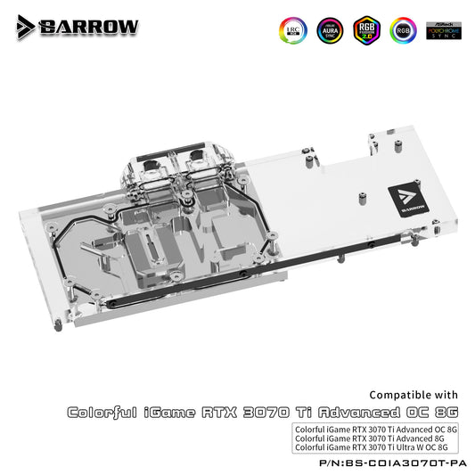 FormulaMod Barrow RTX 3070 Ti full-cover GPU waterblock — silent local AI workload cooling (view 2)