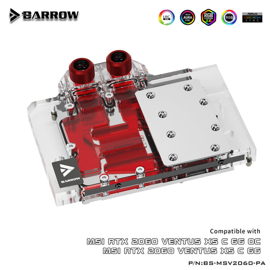 Barrow Full Cover Graphics Card Water Cooling Blocks,For MSI RTX2060 Ventus X5 C 6G OC, BS-MSV2060-PA