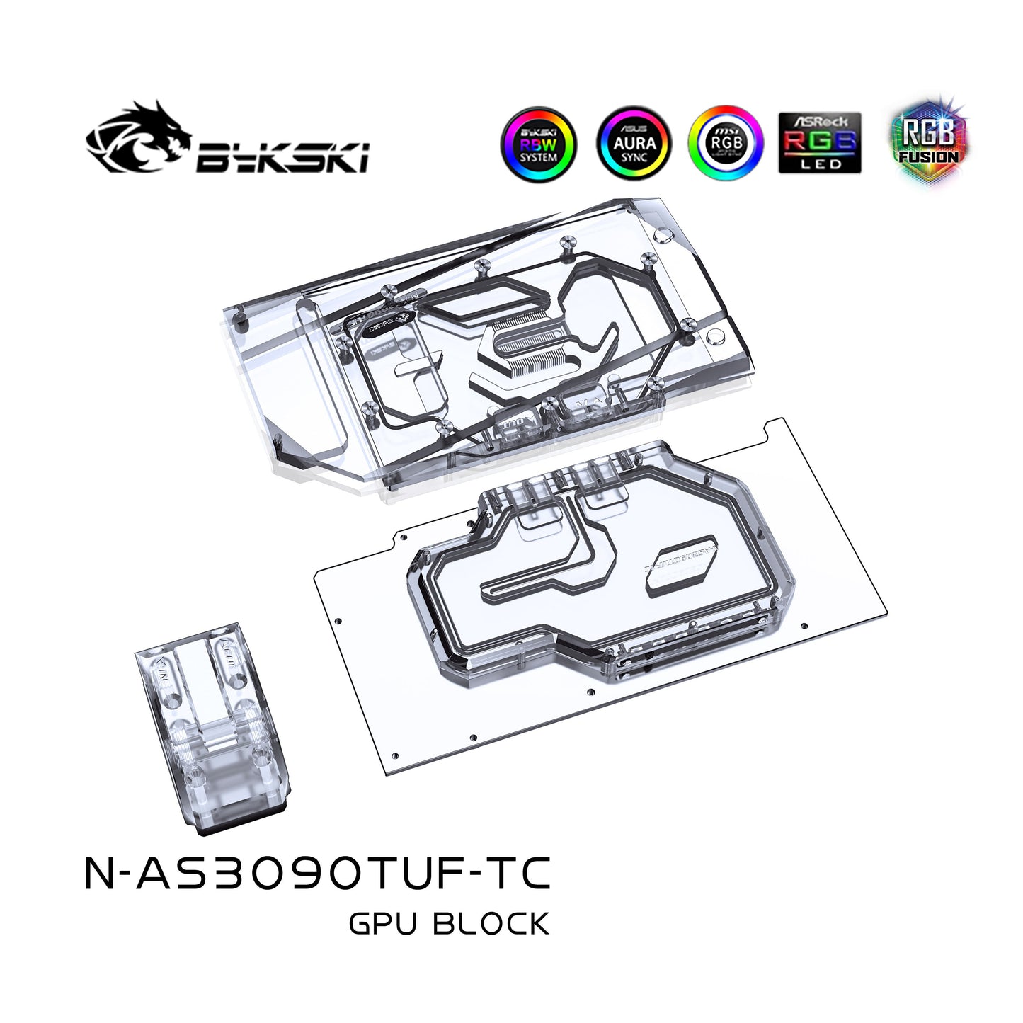 Bykski GPU Block With Active Waterway Backplane Cooler For Asus TUF RTX 3090/3080Ti/3080/3070Ti Gaming, N-AS3090TUF-TC