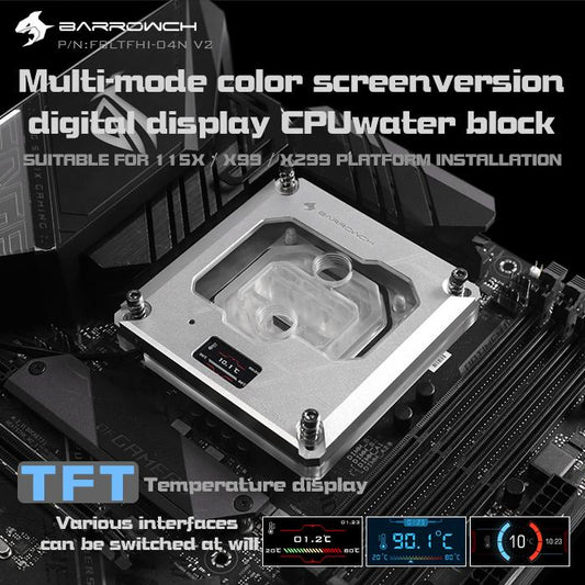 Barrow ch FBLTFHI-04N-V2, For Intel Lga115X/X99/X299 CPU Water Blocks, Digital Display Temperature | Liquid Cooling Block