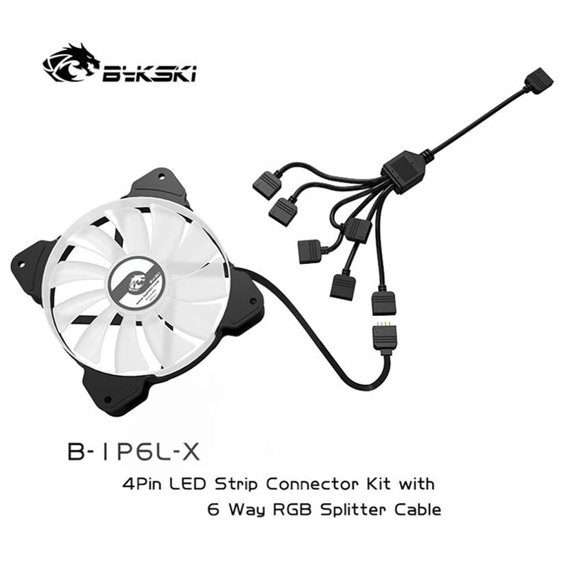 Bykski RGB 1 To 6 Sync Extension Cable, 12V 4pin, Expansion Hub For Lighting Products Synchronize To Motherboard, B-1P6L-X