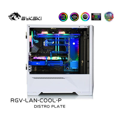 Bykski RGV-LAN-COOL-P Placa de canalización de agua para caja Lian Li Lancool II, depósito de refrigeración de agua para computadora, placa de distribución acrílica