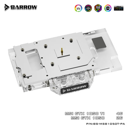 Barrow BS-MSB1050T-PA, LRC 2.0 Full Cover Graphics Card Water Cooling Block for MSI GTX1050Ti/1050