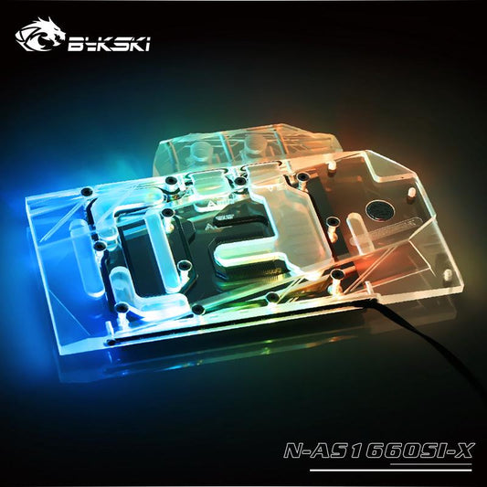 Bykski N-AS1660SI-X, Full Cover Graphics Card Water Cooling Block, For Asus GTX1660 O6G Si | Water Cooling Block