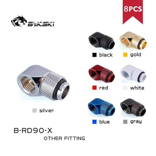 90° Adapter Rotary Fitting Bykski G1/4" Computer Case Water Cooling Copper Equipment Adjust Connect Direction, 8pcs/lot B-RD90-X