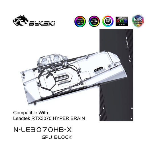 Bykski GPU block For Leadtek RTX3070 HYPER BRAIN , Full Cover Graphics Card Water Cooling Block, N-LE3070HB-X
