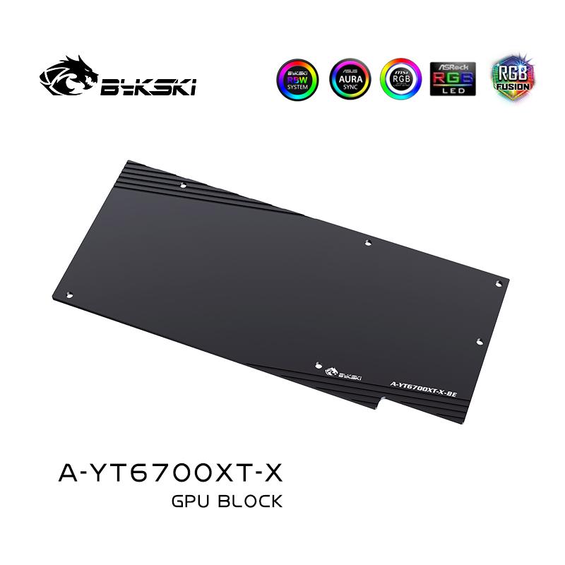Bloc d'eau Bykski GPU A-YT6700XT-X, pour Yeston RX6700XT, plaque arrière de carte vidéo graphique refroidissement par eau de bloc liquide