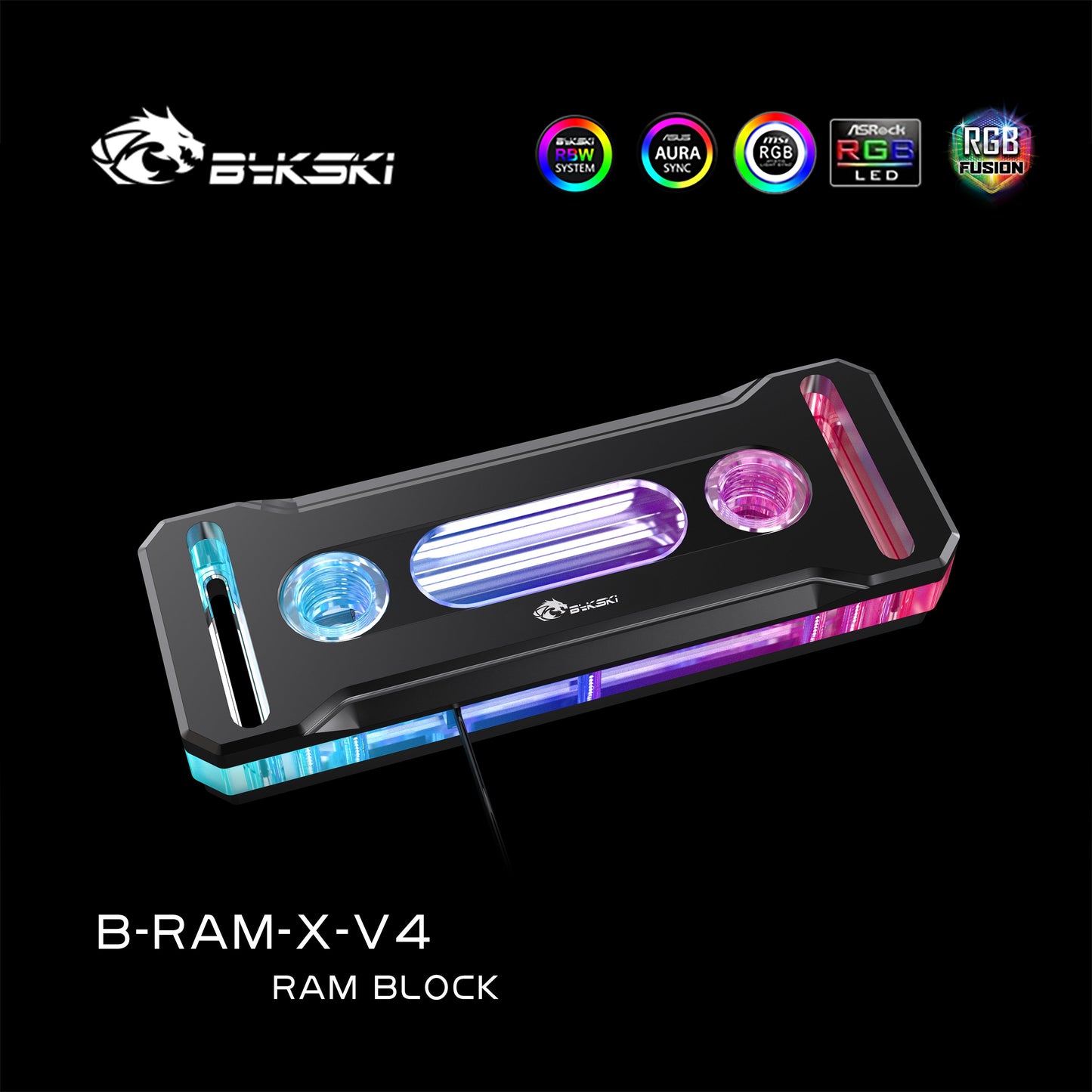 Bykski RAM bloc de refroidissement par eau prend en charge le refroidisseur de mémoire à double canal dissipateurs thermiques RAM radiateur RVB cuivre, B-RAM-X-V4