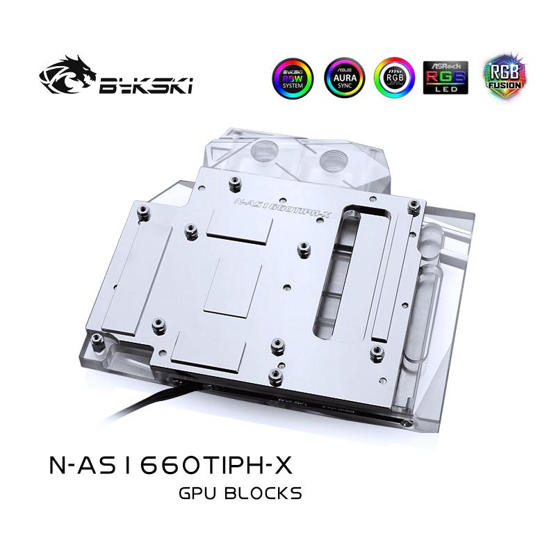 Bykski N-AS1660TIPH-X, bloc de refroidissement par eau pour carte graphique à couverture complète, pour Asus GTX1660Ti Tuf/Phoinx, RTX2060 Tuf Gaming