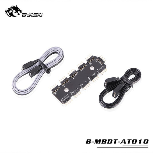Bykski B-MBDT-1TO10, Motherboard Aura Hubs, 3Pin/4Pin Motherborad Aura Interface 1 To 10 Hub | PC Water Cooling Accessory