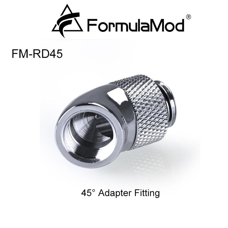 FormulaMod  G1/4" thread 45 degree & 90 degree Rotary Fitting, Adapter for PC water cooling system, Silver Black