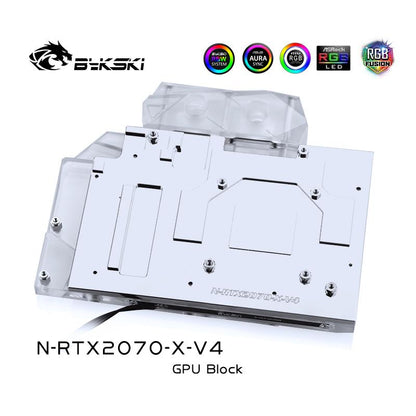 Bykski GPU Water Cooling Block For NVIDIA RTX 2070/2060Super Founder Edition, Leadtek 4000 / Maxsun TurboX2, N-RTX2070-X-V4