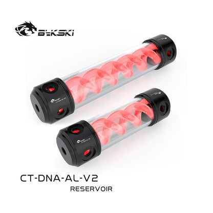 Bykski T Cylindrical Reservoir , Multicolored Spiral DNA 190/260mm Aluminum Alloy Cover Water Cooling Tank CT-DNA-AL-V2