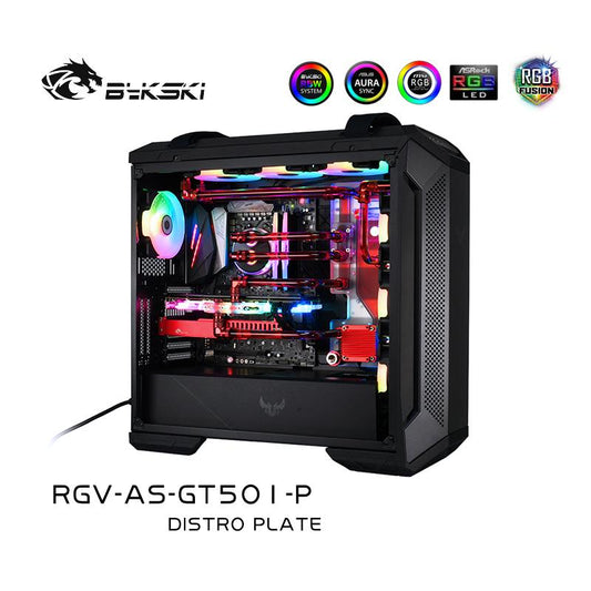 Bykski Distro Plate For Asus TUF GT501 Case, Acrylic Waterway Board Combo DDC Pump, 5V A-RGB, RGV-AS-GT501-P | Distro Plate