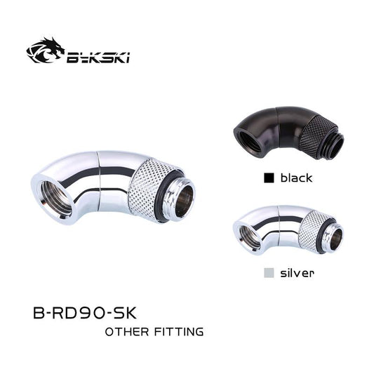 Bykski 90 Degree Fittings, Boutique Diamond Pattern, Zigzag Rotatable Fittings, B-RD90-SK | Water Cooling Fitting