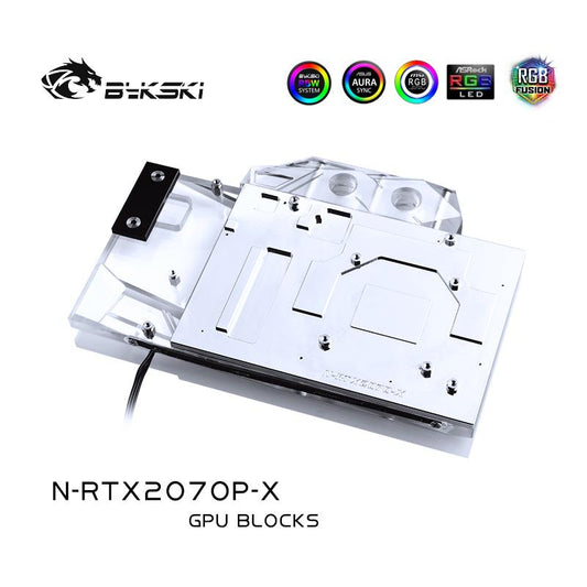 FormulaMod Bykski RTX 2070 full-cover GPU waterblock — silent local AI workload cooling (view 2)