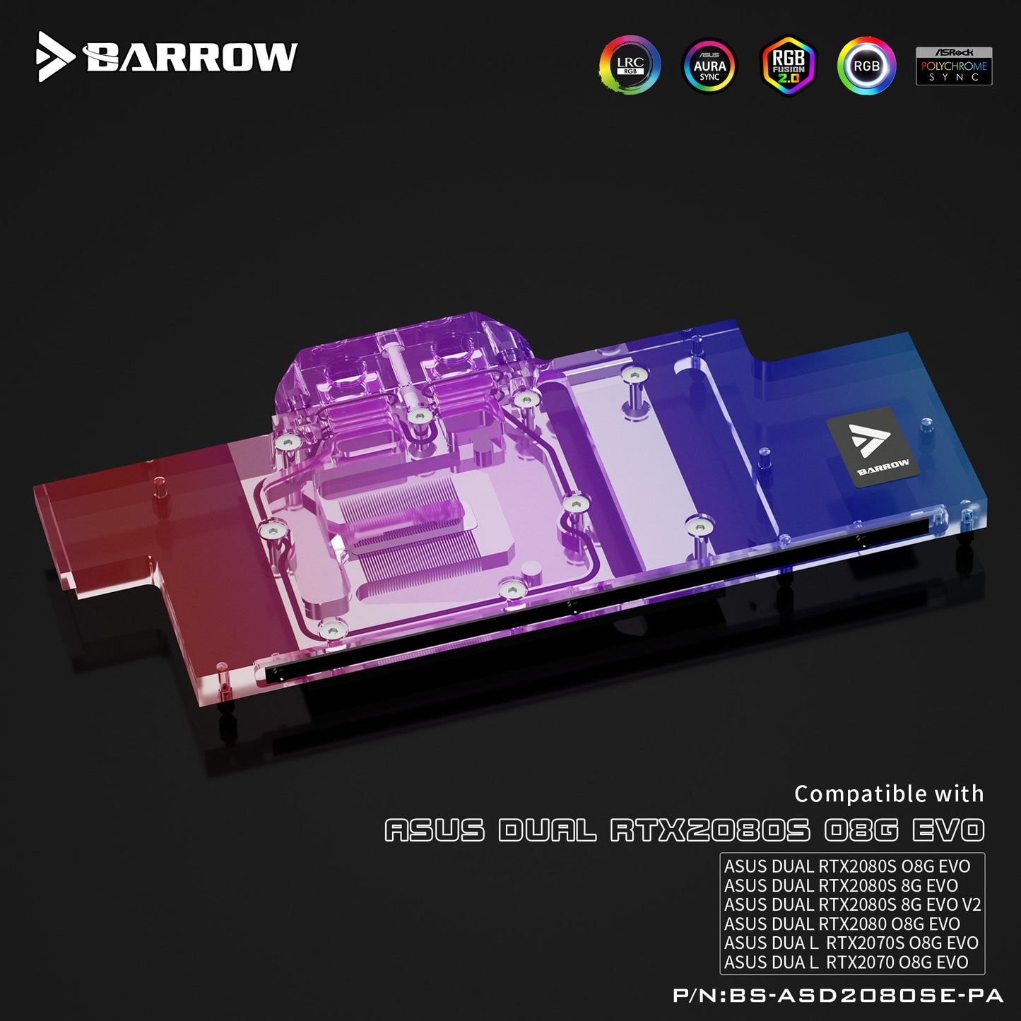 Barrow BS-ASD2080SE-PA Full Coverage Water Cooling Block for ASUS DUAL 2080S Graphics Card | Water Cooling Block