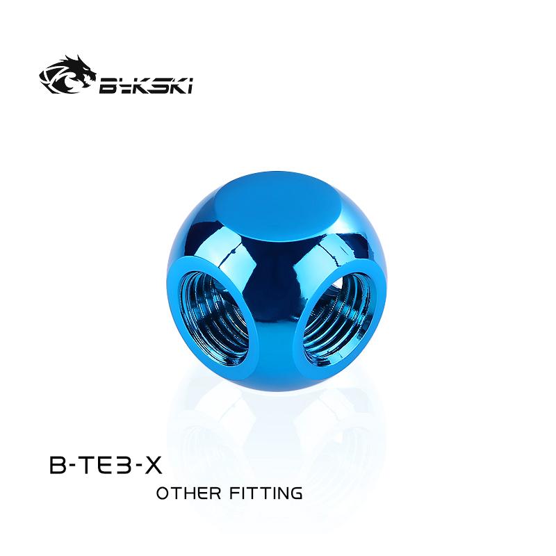 Bykski B-TE3-X, 3-Way Cubic Spilter Fittings , Multi-colored , G1/4 3 Channel Fittings