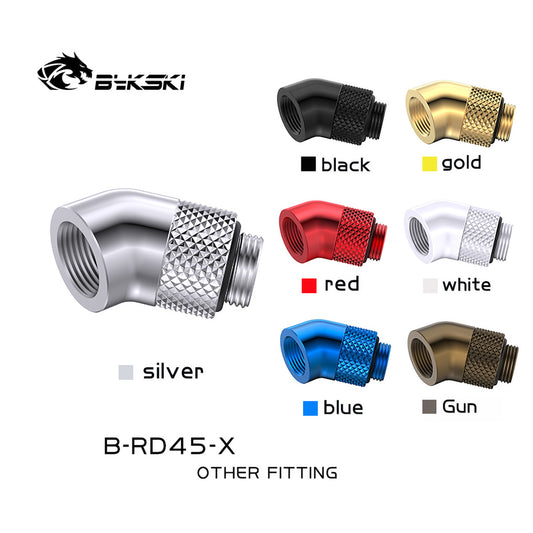 Bykski 45° Rotary Fitting, 45 Degree Adapter With One-side Rotatable Connector, G1/4" Elbow Water | Water Cooling Fitting