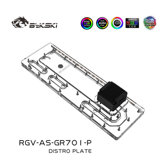 Bykski Distro Plate For Asus GR701 Case, Acrylic Waterway Board Combo DDC Pump, 5V A-RGB, RGV-AS-GR701-P | Distro Plate