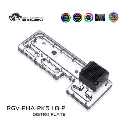 Bykski Distro Plate For Phanteks PK518/600S P500/600A Case, Acrylic Waterway Board Combo DDC Pump, 5V A-RGB, | Distro Plate