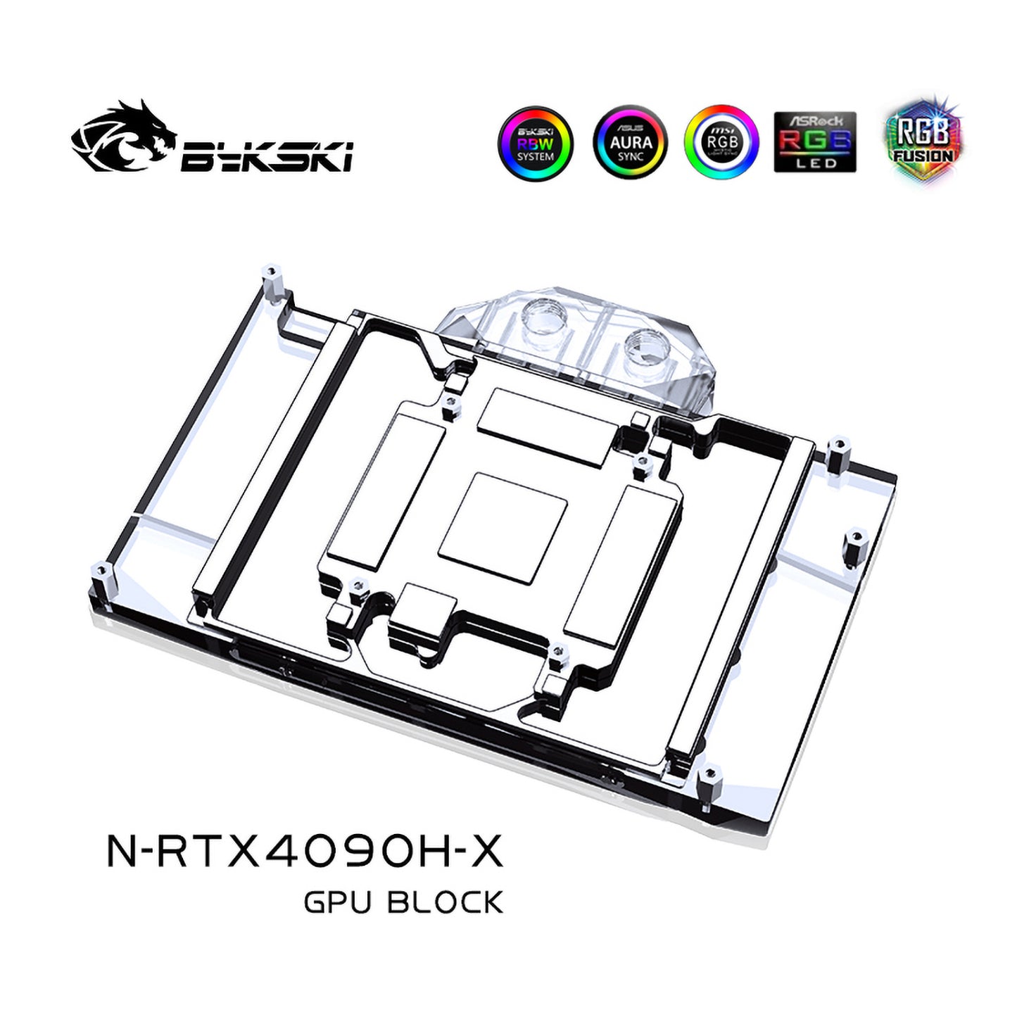 Bykski GPU Water Block For Inno3D / Galax / Gainward / AX / AIC(Reference) RTX 4090, Full Cover With Backplate PC Water Cooling Cooler, N-RTX4090H-X
